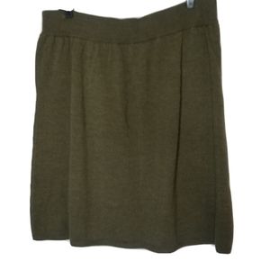 Eileen Fisher Brown 100% Merino Wool Knit Pull On Skirt Size Petite Large PL